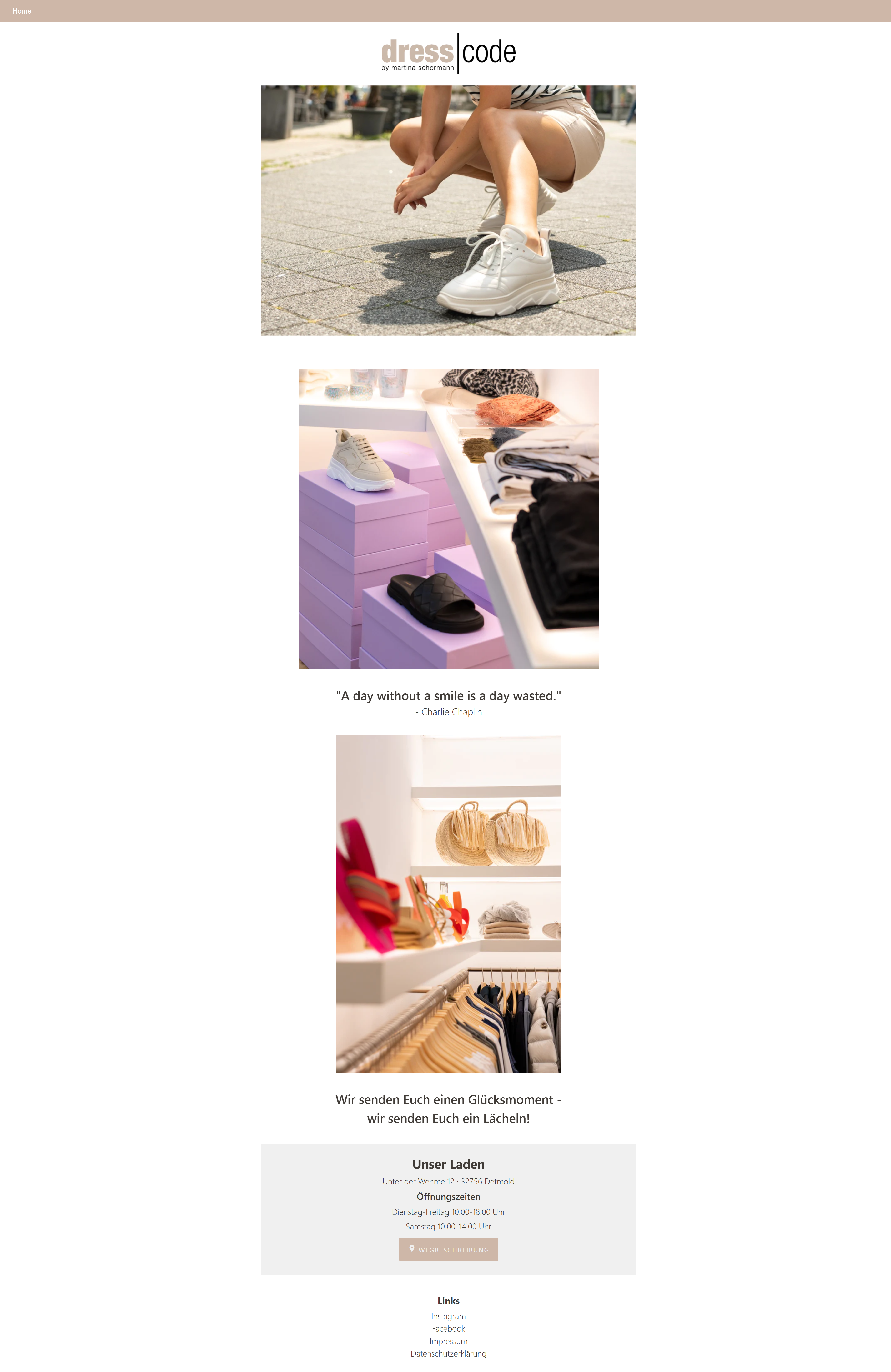Dresscode Detmold — individuelle Website für Einzelhandel